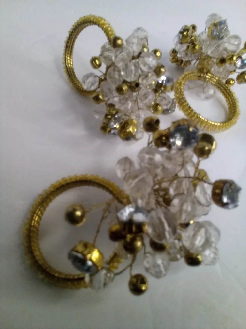 Pier 1 Napkin Rings Lot of 4 Gold Beaded Jeweled 2